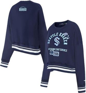 Pro Standard Womens Pro Standard Deep Sea Blue Seattle Kraken Area Code Cropped Pullover Sweatshirt in Navy at Nordstrom, Size X-Large
