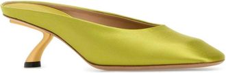 Ferragamo Womens Safi Mule Yellow Fabric Heels