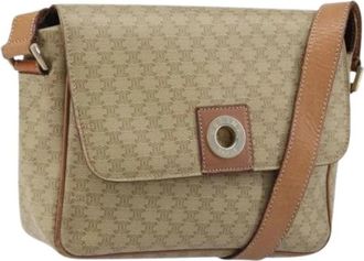 Celine Pre-owned Vintage Canvas Schoudertas - Dames - Vintage Schoudertas - Beige - ONE Size - Leer - Vintage