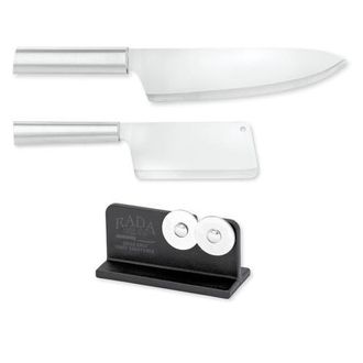 Rada Cutlery 8.5-Inch French Chef Knife, 5.25 Inch Chefs Dicer Knife, Silver Handles & Quick Edge Knife Sharpener at Nordstrom