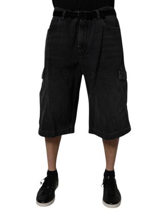 Dolce & Gabbana Mens Black Mid Waist Denim Cargo Bermuda Shorts Cotton