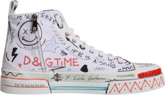 Dolce & Gabbana White Portofino Graffiti High Top Men Sneakers Mens Shoes