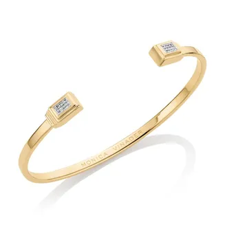 Monica Vinader Gold Baja Deco Thin Diamond Cuff Diamond
