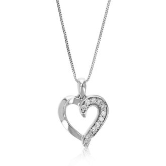 Vir Jewels 1/12 cttw Lab Grown Diamond Heart Pendant Necklace in Sterling Silver with Chain For Women