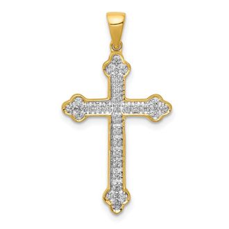 Diamond2Deal 14k Yellow Gold 1/10 carat Diamond Cross Pendant