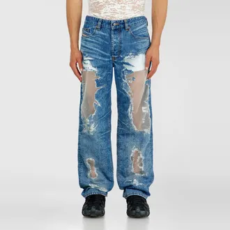 Diesel Regular Jeans Regular Waist 2024 D-Macs, Medium blue, Button fly