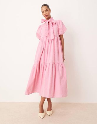 Sister Jane Sister Jane bow midi dress in raspberry pink