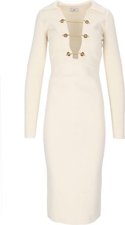 Elisabetta Franchi Knit Knee-Length Gold Accents Day Dress