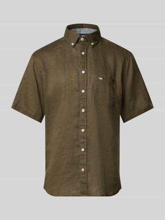 Fynch-Hatton Fynch-Hatton Regular Fit Leinenhemd mit Button-Down-Kragen in Oliv, Gr&ouml;&szlig;e 3XL