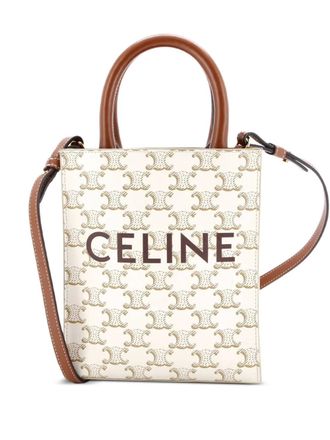 Celine Vertical Cabas Tote Triomphe Coated Canvas Mini satchel - Neutrals