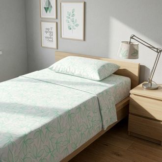 KASANOVA Completo letto 1 piazza e mezza policotone foglie verde