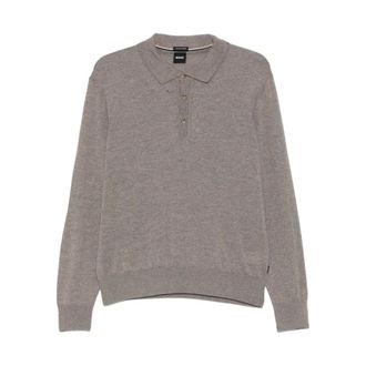 HUGO BOSS Polo de manga larga Lancione - Knitwear - Hombre - Marr&oacute;n - 2XL
