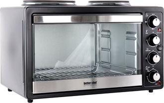 Better Chef Chef Central XL Toaster Oven and Broiler with Dual Solid Element Burners in Black