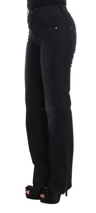 Ermanno Scervino Womens Blue Cotton Blend Slim Fit Bootcut Jeans Clothing