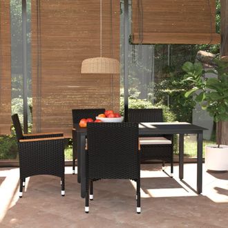 vidaXL Juego Muebles Jard&iacute;n 5 Pzas Con Cojines Rat&aacute;n Sint&eacute;tico Negro Vidaxl