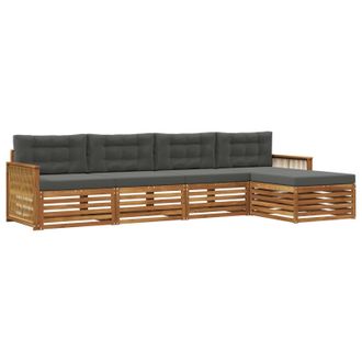 vidaXL Conjunto De Sof&aacute;s De Exterior 5 Pcs Natural Y Antracita Vidaxl