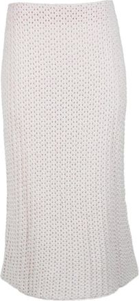 Fabiana Filippi Rokken, Dames, Wit, S, Polyester, Tricot Midi Rok met Elastische Tailleband