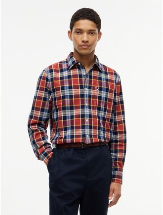 Tommy Hilfiger Mens Regular Fit Plaid Pocket Shirt - Indigo Plaid - XXL