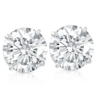 Pompeii3 4 Ct TW Round Moissanite Studs 14k White Gold