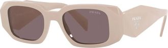 Prada Rechthoekige zonnebril met unieke pootjes - unisex - Zonnebrillen - Roze - 49 MM - Accessoires