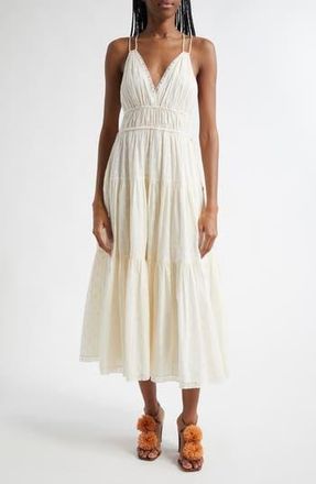 Ulla Johnson Freya Circle Jacquard Tiered Cotton Dress in Pristine at Nordstrom Rack, Size 12