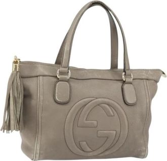 Gucci Pre-owned Tote Bag - Dames - Vintage Shopper - Grijs - ONE Size - Leer - Vintage