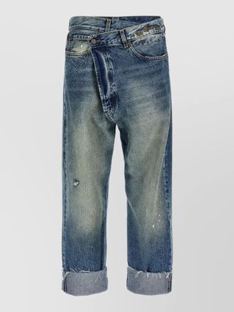 R13 crossover denim jeans belted cuffed distressed