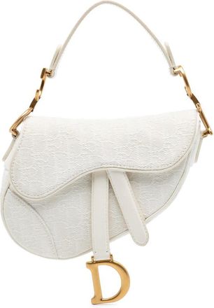 Dior Pre-owned Dior Mini Oblique Embroidered Canvas Saddle Bag Ladies DM4FEUK4TN0N4ODO