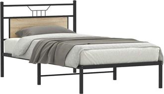 vidaXL Bed Frame without Mattress Sonoma Oak 100x190 cm Engineered Wood Vidaxl