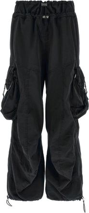 The Attico Broek - Dames - Wijde Broeken - Zwart - XS - Katoen - Broeken