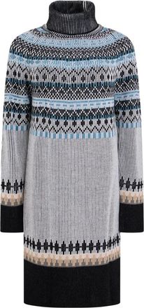 Moorer Nhora Jurk met Geometrisch Patroon - Dames - Kleedjes - Blauw - XS - Wol - Kleedjes