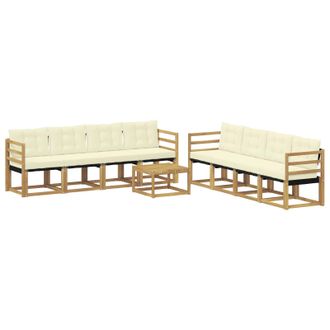 vidaXL Conjunto De Sof&aacute;s De Exterior Con Coj&iacute;n 9 Pcs Blanco Y Crema Vidaxl