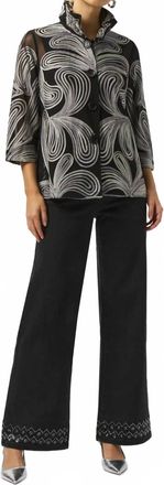 Joseph Ribkoff Embroidered Mesh Jacket In Black