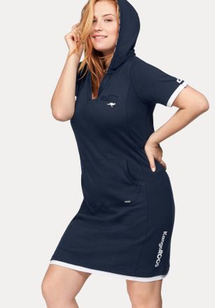 Kangaroos Sweatkleid KANGAROOS, Damen, Gr. 46, N-Gr, blau (nachtblau), Obermaterial: 100% Baumwolle. Kapuzenfutter: 100% Baumwolle, figurbetont, V-Ausschnitt, L