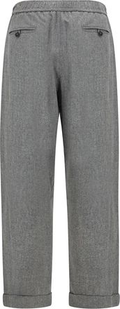 Giorgio Armani Mens Oversized Pants Wool And Cashmere With Denim Effect Light Grey Melange Trousers