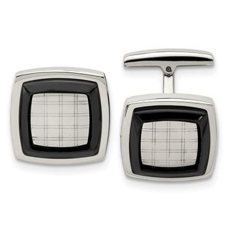 Diamond2Deal Stainless Steel Polished Black IP-plated Cufflinks