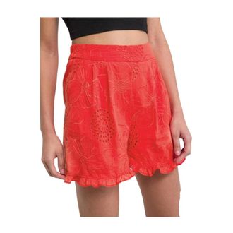 Nafnaf Casual Shorts - Dames - Korte Broeken - Rood - 2XS - Leer - Korte Broeken