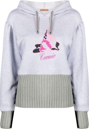 Cormio Michelle graphic-print cotton hoodie - women - Cotton - 42 - Grey