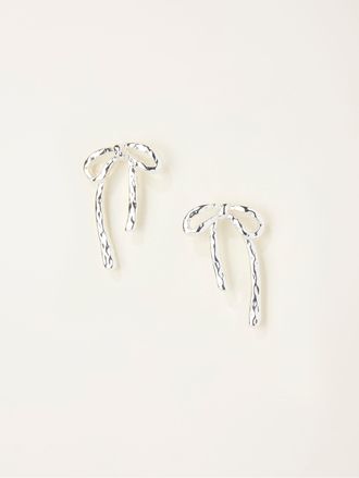Fat Face FatFace Silver Tone Hammered Bow Earrings