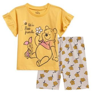 Disney T-Shirt & Bike Shorts Set in Winnie The Pooh Yellow at Nordstrom, Size 18M