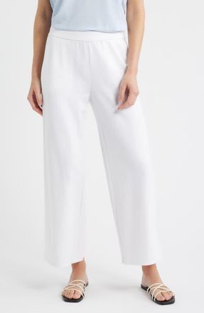Eileen Fisher Wide Leg Organic Cotton Terry Pants in White at Nordstrom, Size X-Large