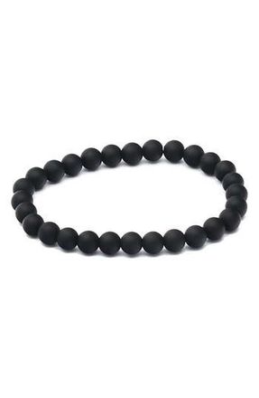 Steeltime Mens Black Lava Stone Beaded Stretch Bracelet at Nordstrom Rack