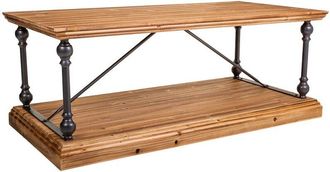 Wanderlust Deco Wanderlust Deco - Mesa De Centro De Metal Y Madera Marr&oacute;n 122x60x50