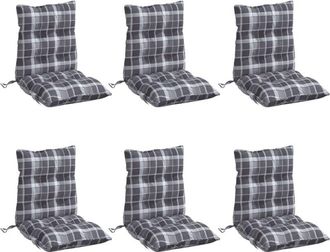 vidaXL Cojines Para Silla Respaldo Bajo 6 Uds Tela Oxford Cuadros Gris Vidaxl
