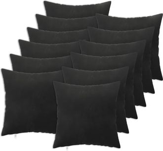 vidaXL Funda De Almohada 12 Pcs Heerlen Negro 40 X 40 Cm Terciopelo Vidaxl