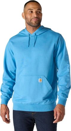 Carhartt Work in Progress Durham Hoodie Men Blue Graphic French Terry Kangaroo Pocket JAX1721
