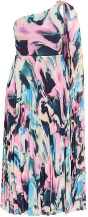 City Chic Eloura One-Shoulder Pleated Maxi Dress in Rippled at Nordstrom, Size 12W