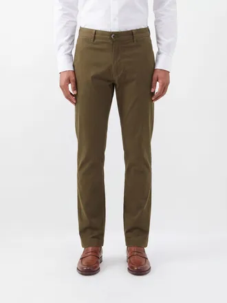 Incotex Slim Fit Stretch Cotton Chino Trousers with Slash Pockets