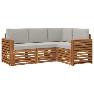 vidaXL Juegos De Sof&aacute;s Con Coj&iacute;n 4 Pcs Gris Natural Y Claro Vidaxl