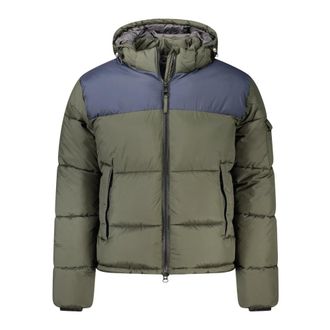 North Sails Winter Jackets, male, Green, XL, Green Hooded Jacket with Removable Hood